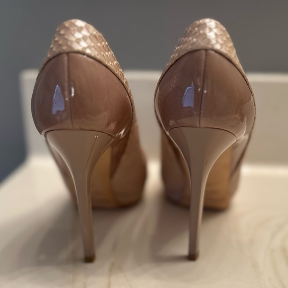 Jimmy Choo Abel Snake-Effect & Patent Leather Pointed Toe Pumps - 35.5 - Picture 6 of 8